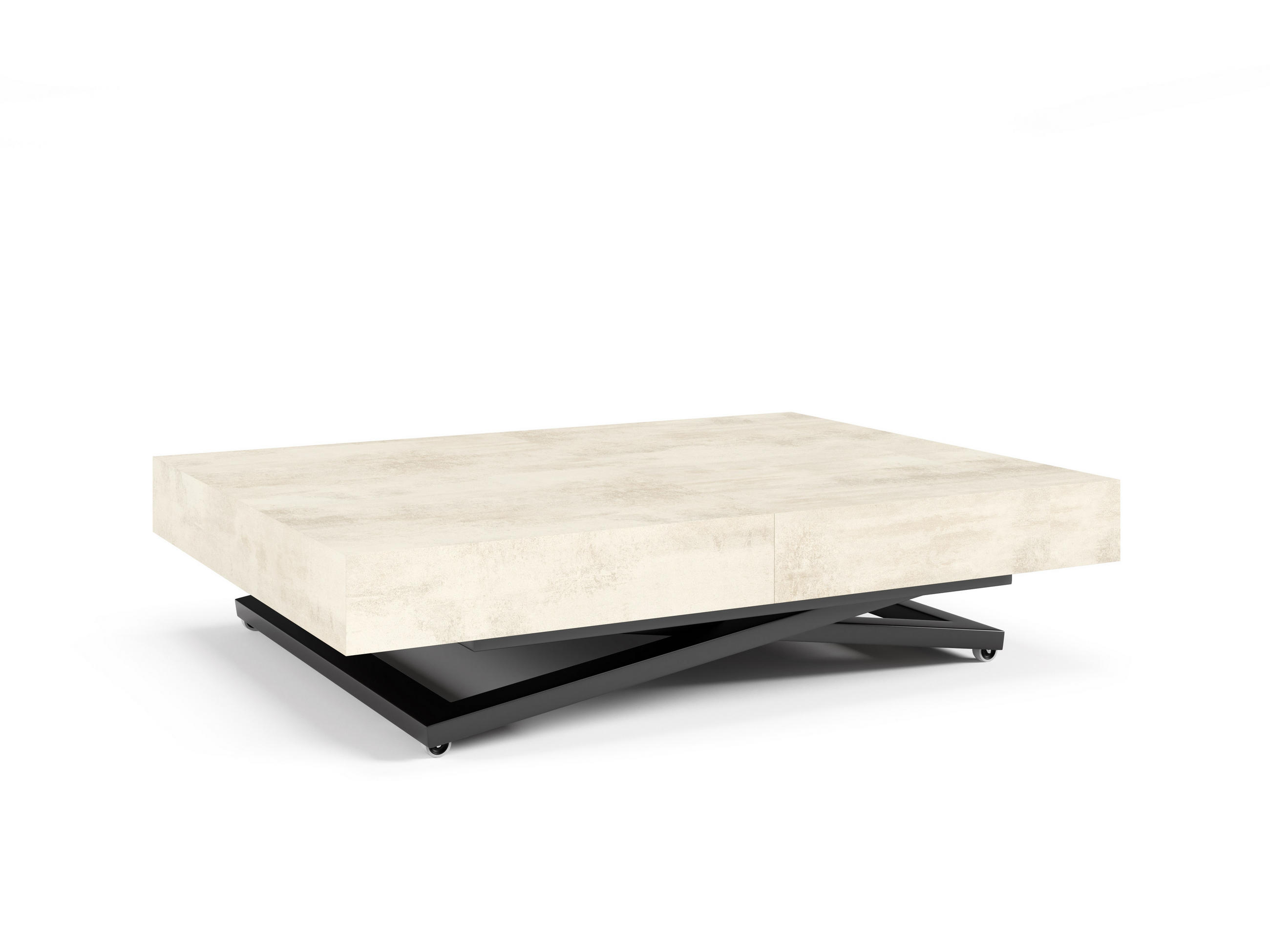 COUCHTISCH SANNA U - Creme/Schwarz, Holzwerkstoff/Metall (80/120/27cm) - Meblini