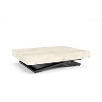 COUCHTISCH SANNA U - Creme/Schwarz, Holzwerkstoff/Metall (80/120/27cm) - Meblini