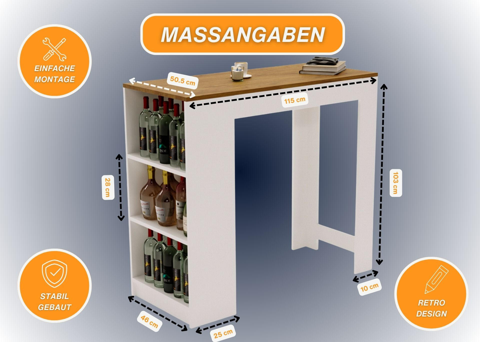 BARTISCH Nussbaumfarben 103/50.5/115cm - Nussbaumfarben/Weiß, Holzwerkstoff (115/103/50.5cm) - CraftPAK