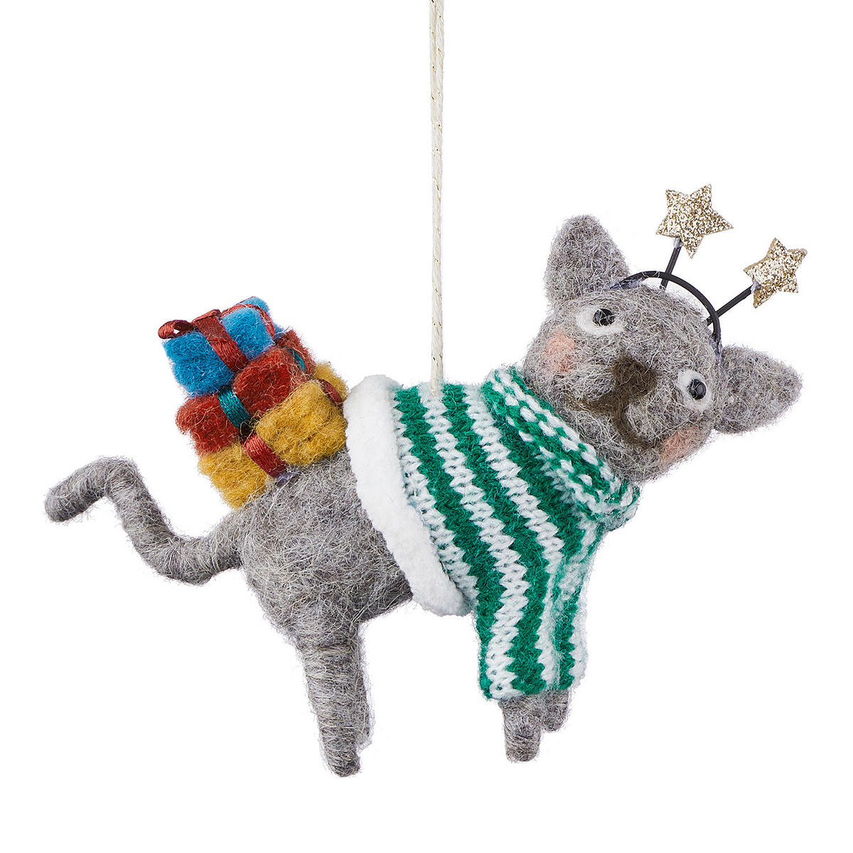 BAUMANHÄNGER Hang On Katze mit Geschenk - Grau, Textil (5/10/11cm) - Butlers
