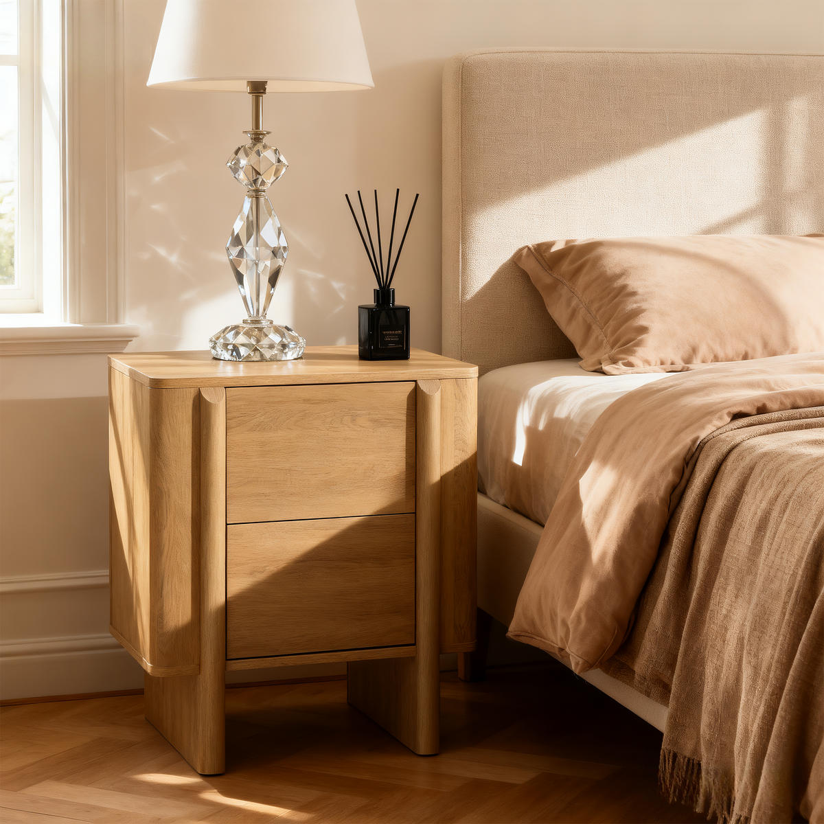 NACHTTISCH Modern im Nordischen Stil,Eichenfarben, Holz-Optik Eiche | B55 x T40 x H60 cm - Eichefarben, Holz (55/60/40cm) - Hometopia