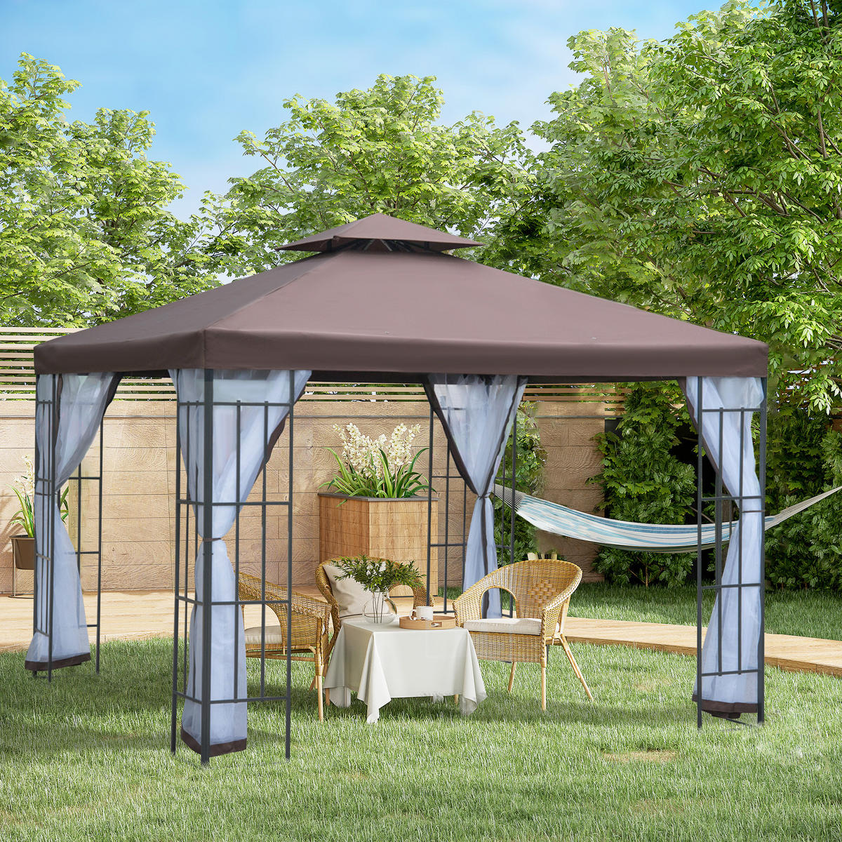 PAVILLON 2,97x2,97 m Moskitonetz - Mokka, Metall (297/270/297cm) - Fortuna Lai