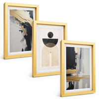 BILDER SET 3er Set - 20x30 cm Goldrahmen - Abstrakte Geometrie Eleganz - Goldfarben, Kunststoff (20/30cm) - TULUP