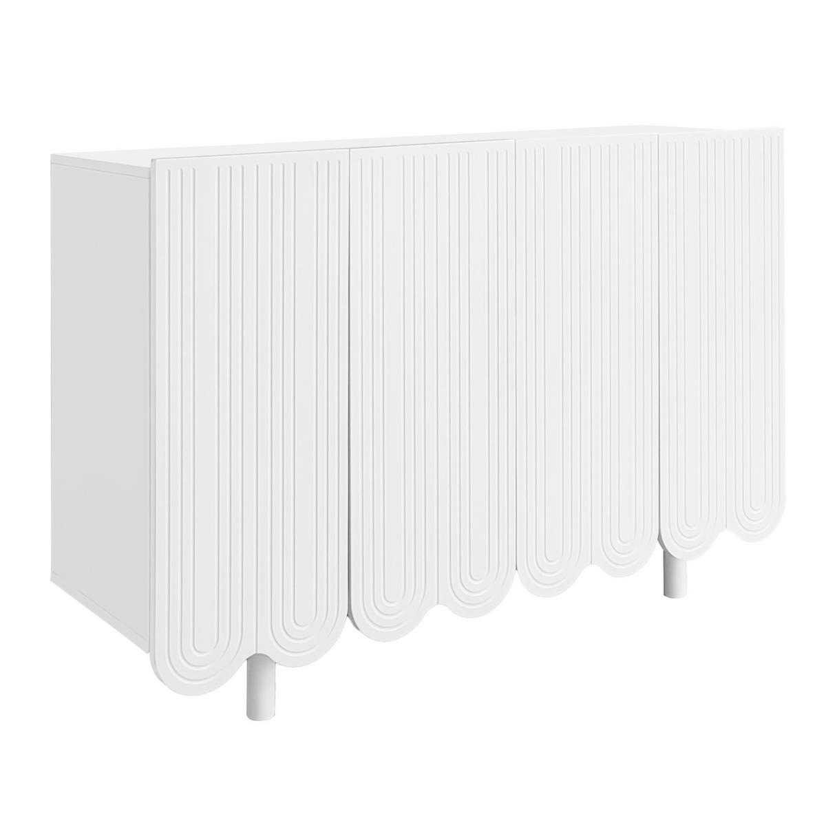 SIDEBOARD 120/37.5/80.8 cm Weiß aus MDF mit Dämpfungsscharnieren - Weiß, Holzwerkstoff (37.5/80.8/120cm) - OKMYHOME