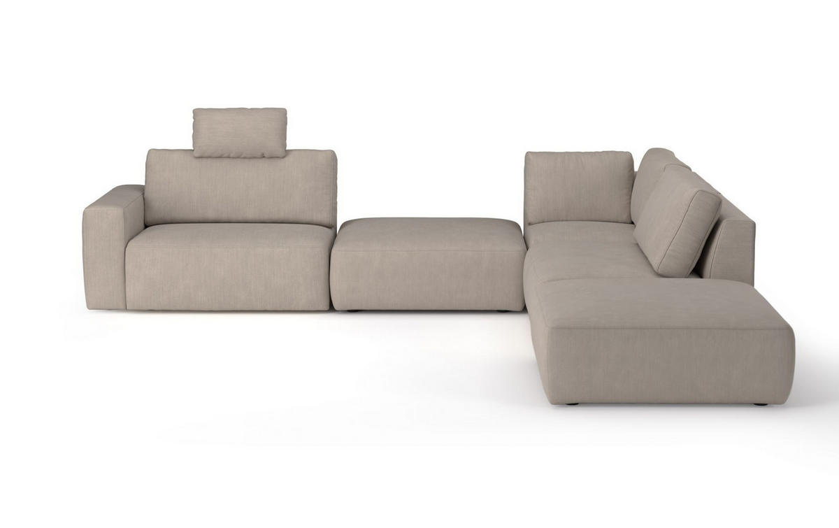 ECKSOFA hochwertige und außergewöhnliche Handwerkskunst - Beige/Schwarz, Holz/Kunststoff (373/345cm) - Cotta