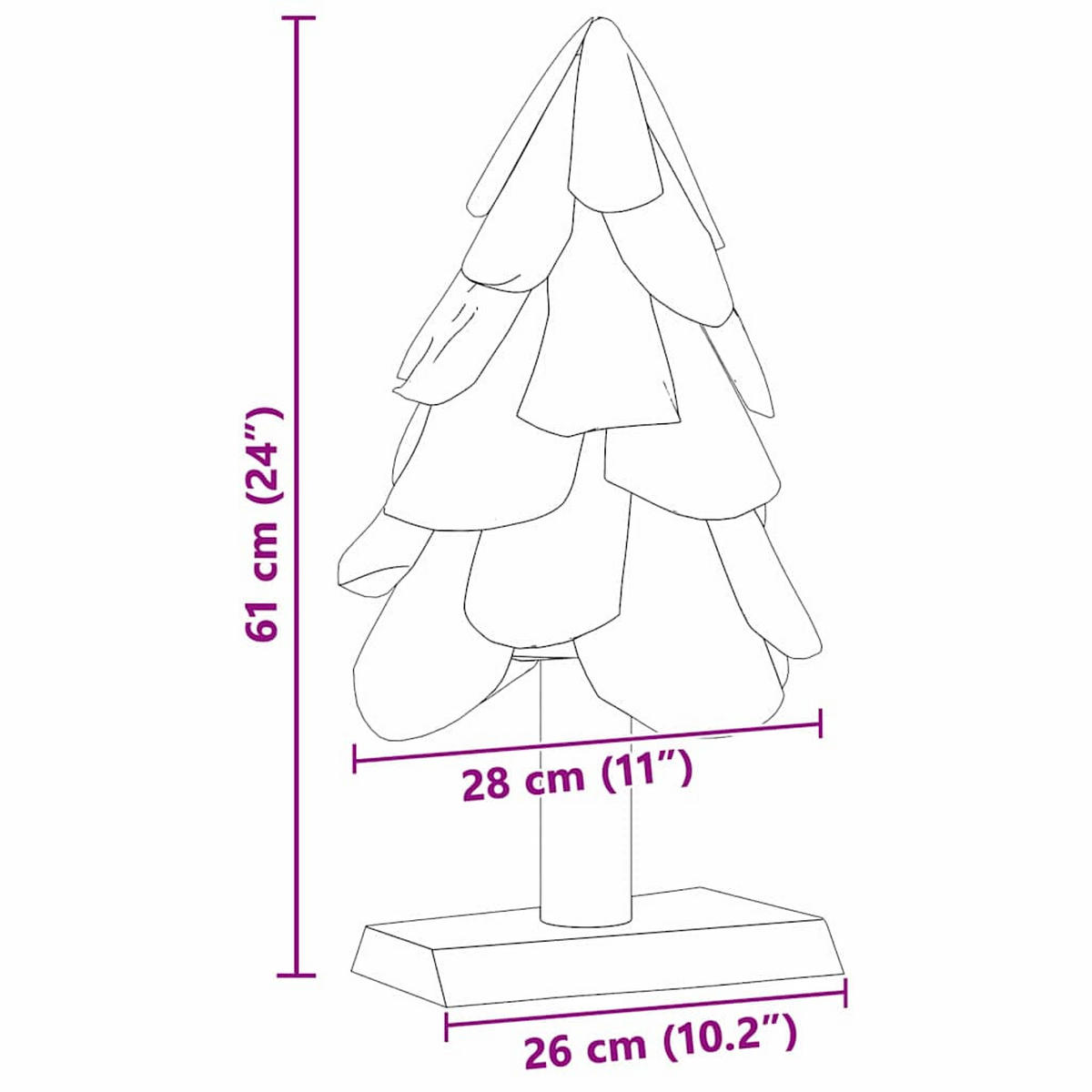 WEIHNACHTSBAUM Rustikaler 28/28/61 Cm Braun Massivholz Teak - Braun, Holz (61cm) - vidaXL