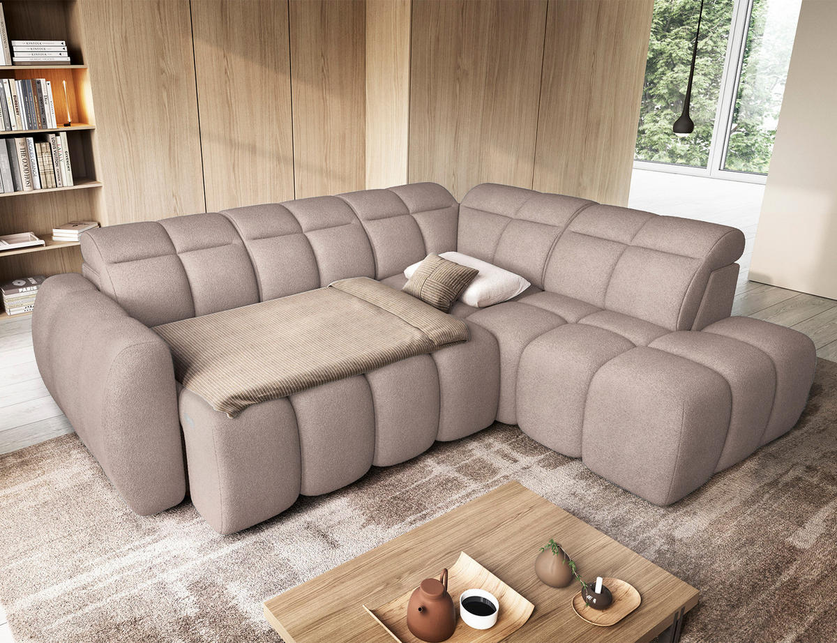 ECKSOFA Eagle R - Beige (Xillar 20) - Beige, Holzwerkstoff (258/208cm) - Möblo