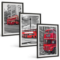 BILDER SET 3er Set - 40x60 cm Schwarzer Rahmen - Rote Busse in London - Schwarz, Kunststoff (40/60cm) - TULUP