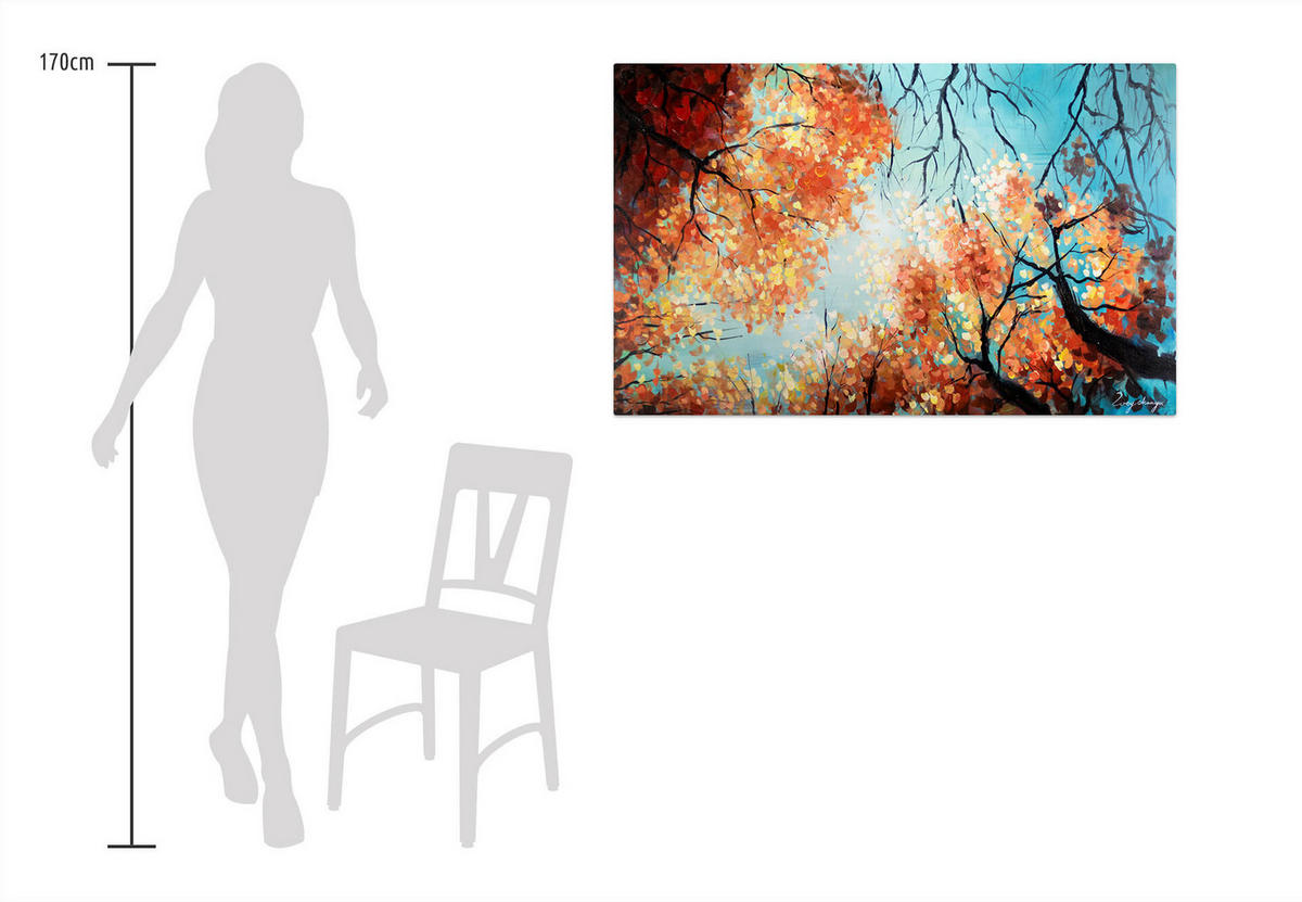 ÖLGEMÄLDE 120/75 cm - Blau/Orange, Holz/Textil (120/75cm) - KUNSTLOFT