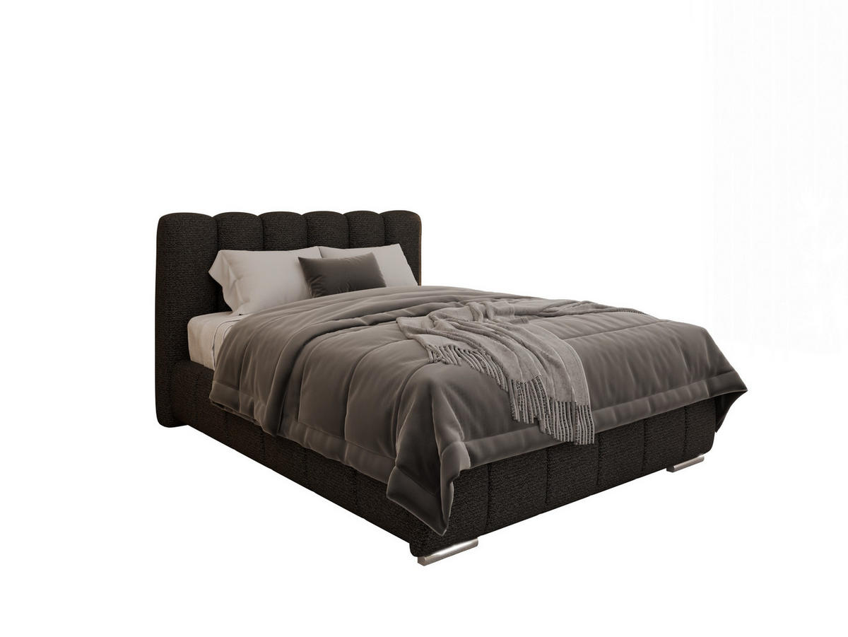POLSTERBETT Zaira 140x200cm – Elegantes Polsterbett für modernen Wohnstil , ZONIERTE TASCHENFEDERN KOKOS (21cm), schwarz - Schwarz, Holz (140/200cm) - Panda Möbel