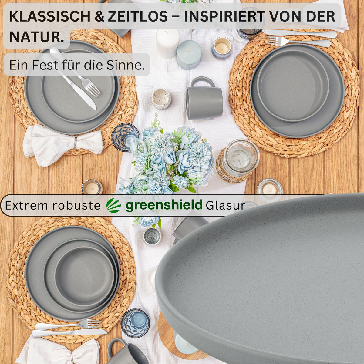 DESSERTTELLER LEEDS SHADOW - 6 teilig aus Steingut - Grau, Stein (20.5cm) - Sänger