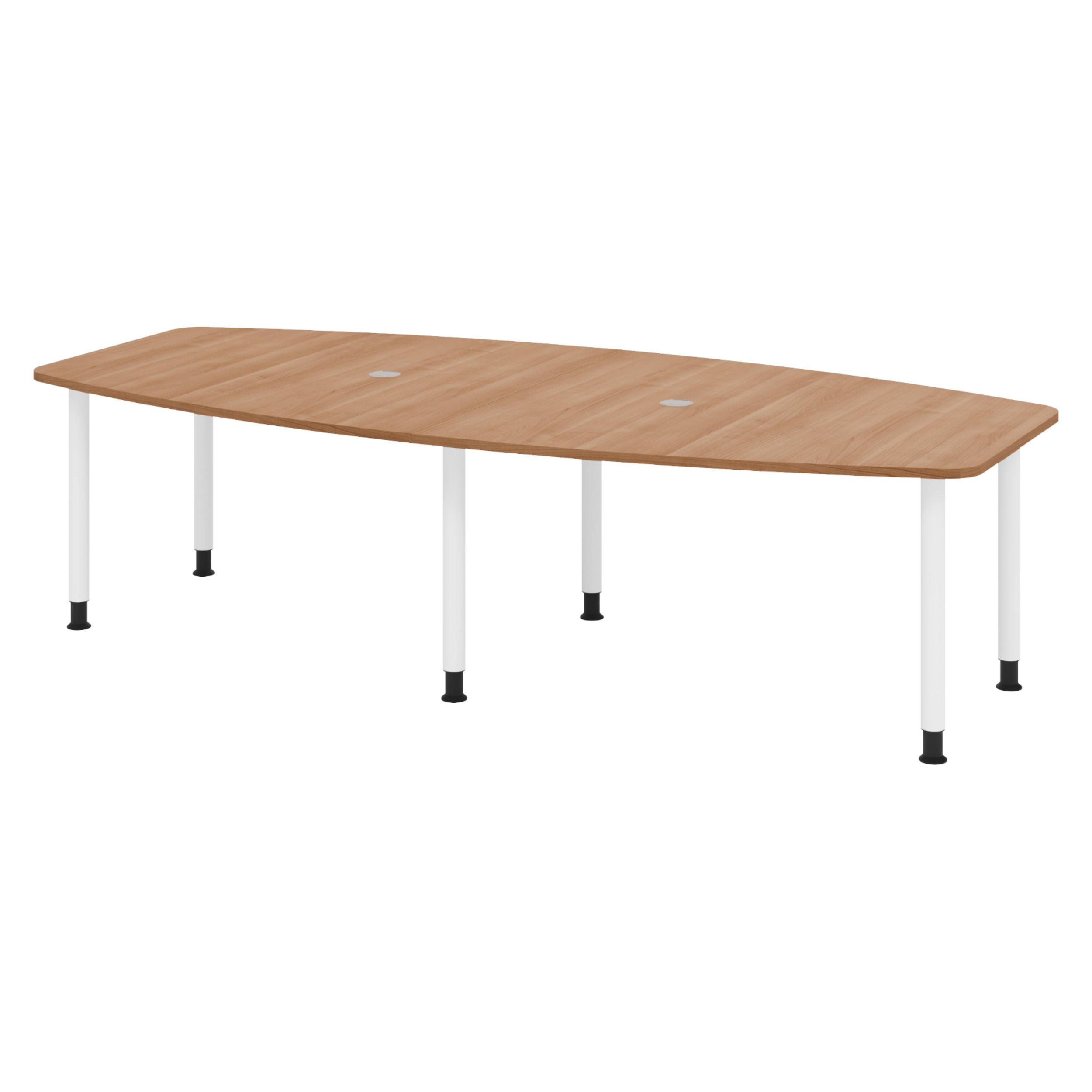 bümö Konferenztisch Nussbaum, Weiß 280x74x130 cm