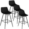 BARHOCKER 4er Set, Fußstütze, Samt, Schwarz - Schwarz, Textil/Metall (43/88/35.5cm) - Woltu