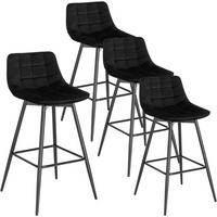BARHOCKER 4er Set, Fußstütze, Samt, Schwarz - Schwarz, Textil/Metall (43/88/35.5cm) - Woltu