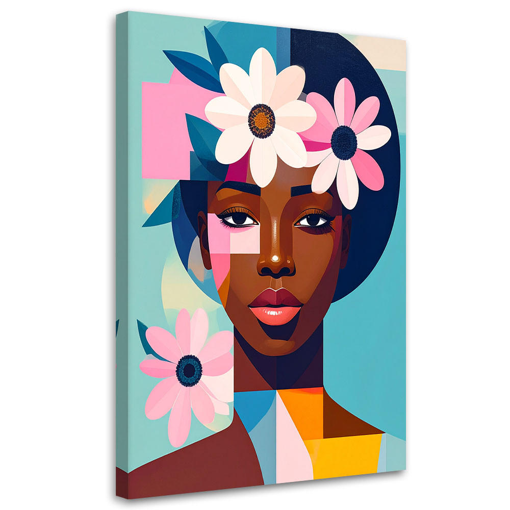 LEINWANDBILD Porträt einer Frau im Bauhaus-Stil 80x120cm - Multicolor, Textil (80/120cm) - Feeby