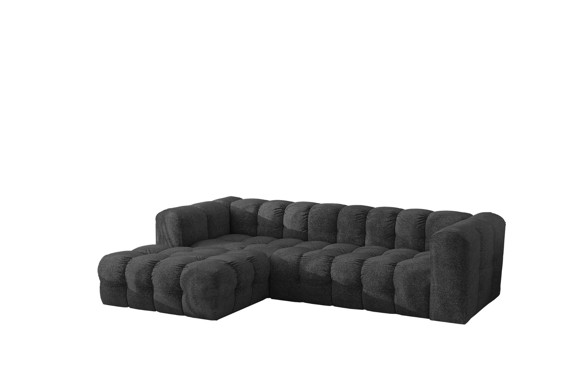 ECKSOFA L-form BALOO L, Chenille-Stoff Arena, Graphit, Links - Graphitfarben, Holz (280/193cm) - Kaiser Möbel
