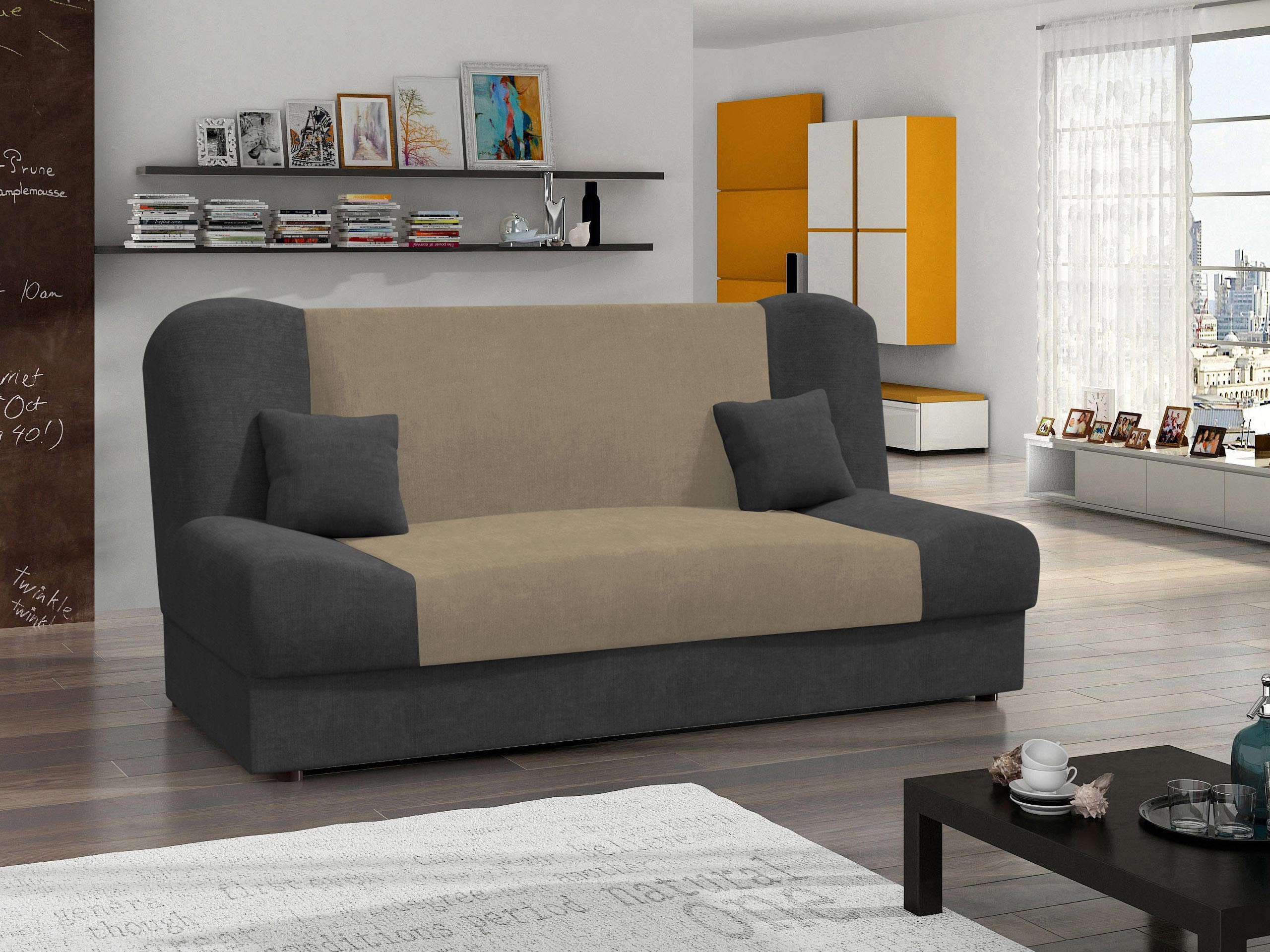 SCHLAFSOFA Jonas Style - Grau, Holz/Textil (195/86/87cm)
