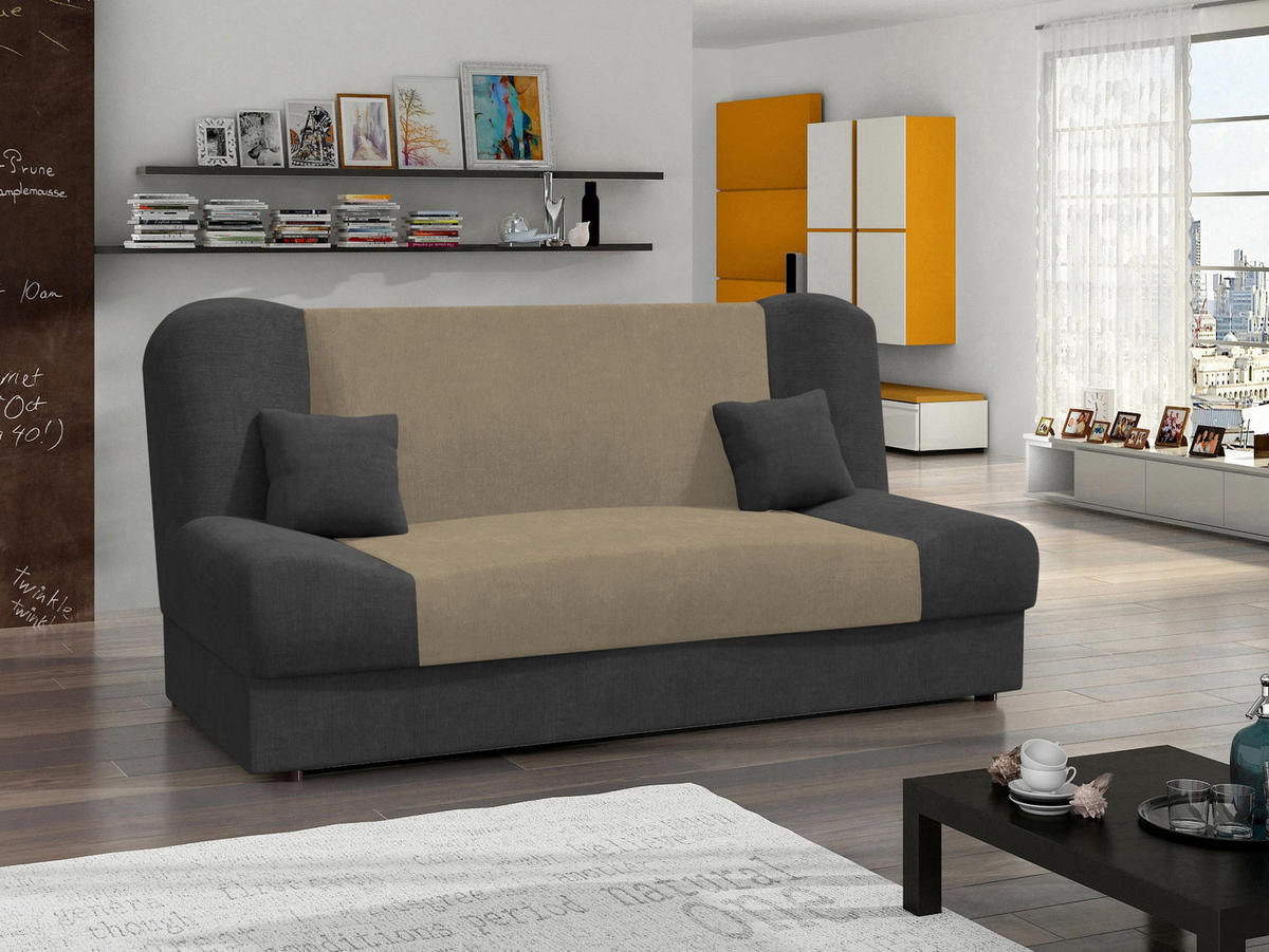 SCHLAFSOFA Jonas Style - Grau, Holz/Textil (195/86/87cm)
