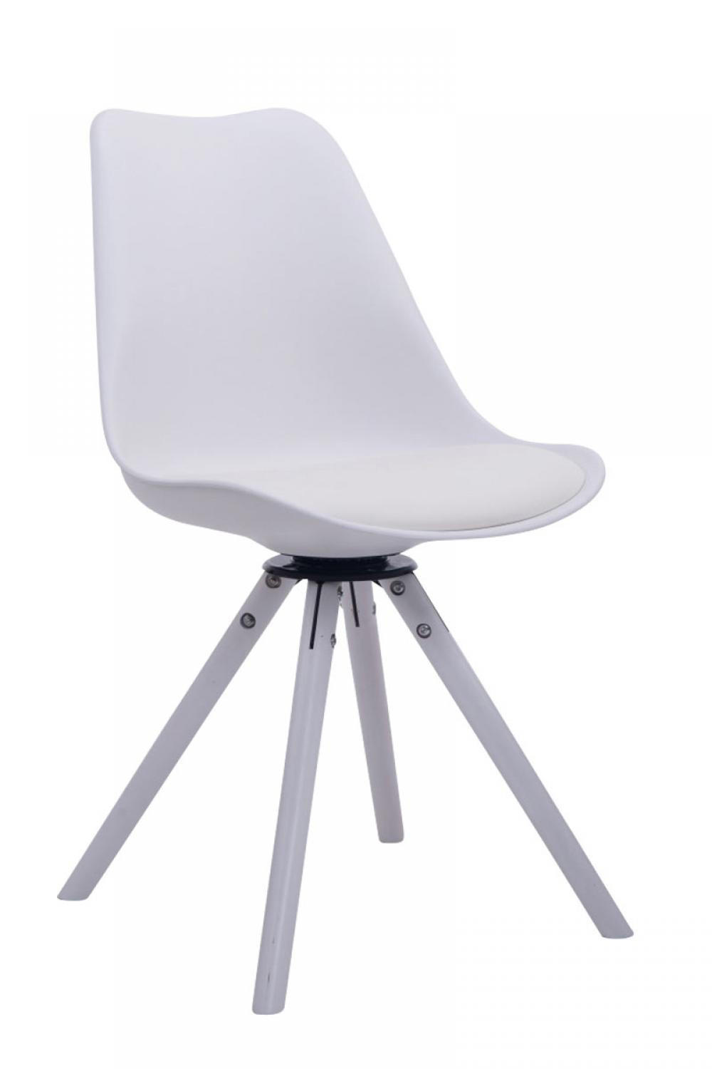 STUHL Lederlook weiß - Weiß, Holz/Textil (48/84/56cm) - CLP