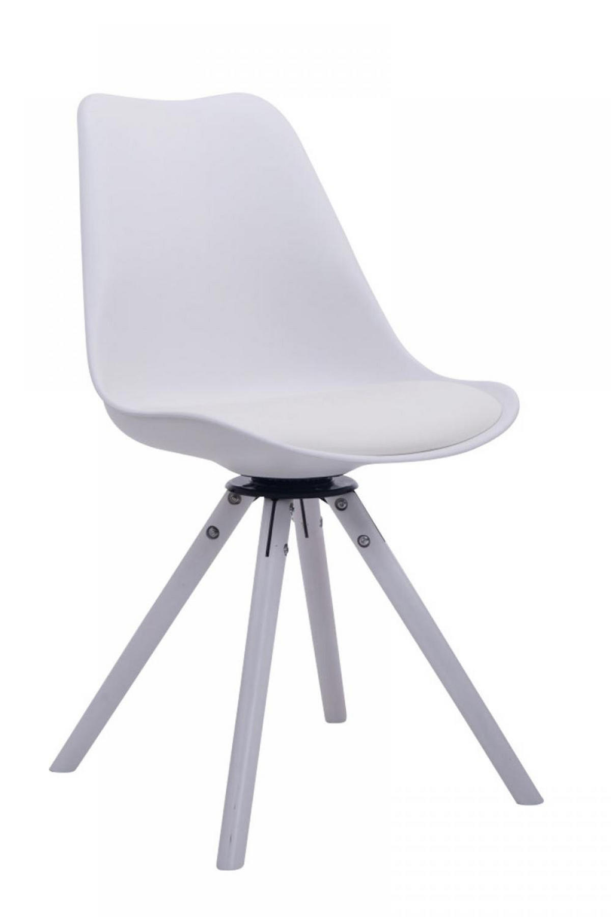 STUHL Lederlook weiß - Weiß, Holz/Textil (48/84/56cm) - CLP