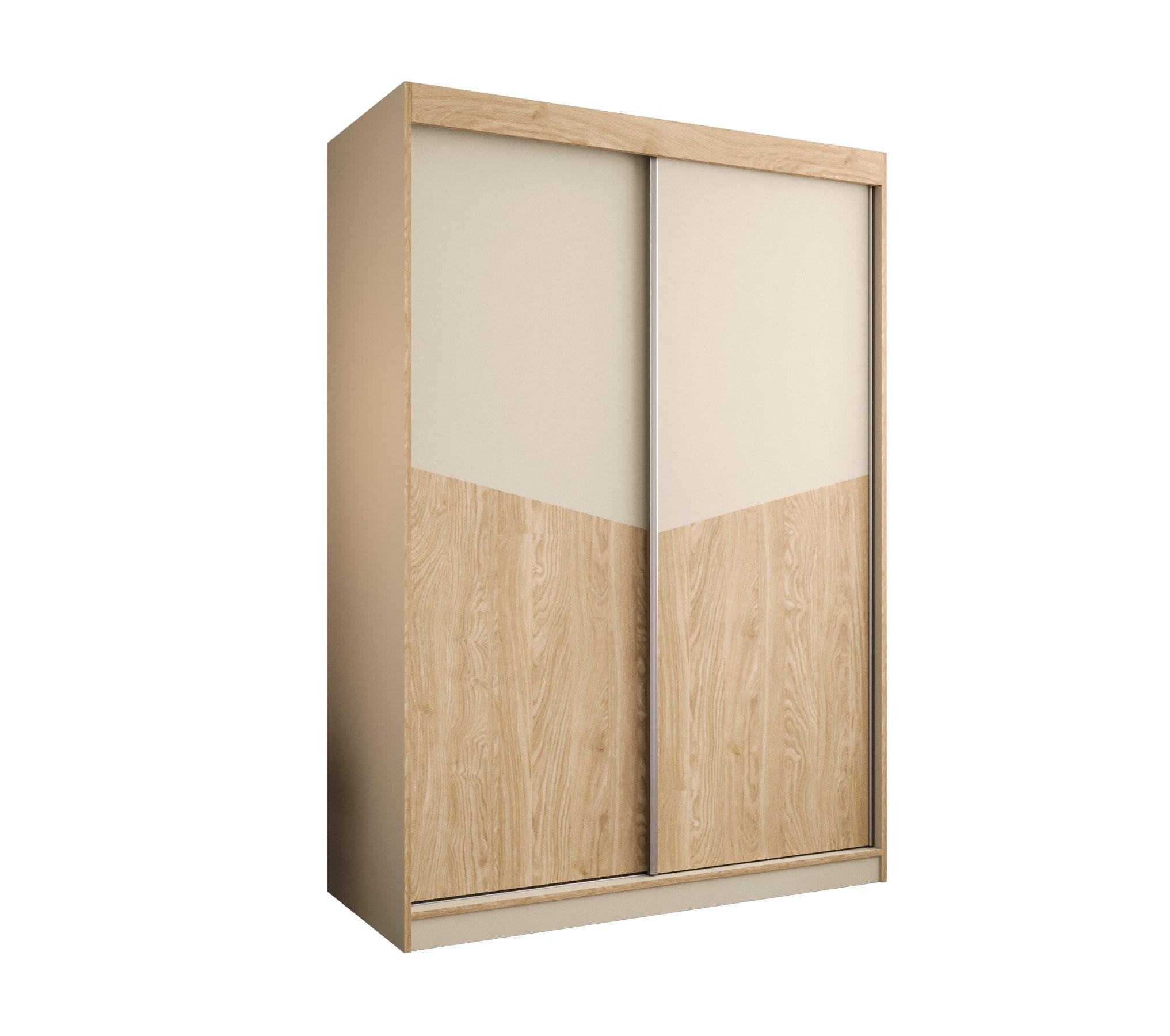 SCHIEBETÜRENSCHRANK DUBLIN 150, 2-türig Kleiderschrank, Moderne Garderobe, Schrank in Größe: 150 x 215 x 65 cm - Beige/Braun, Holzwerkstoff (150/215/65cm) - O-Sofa