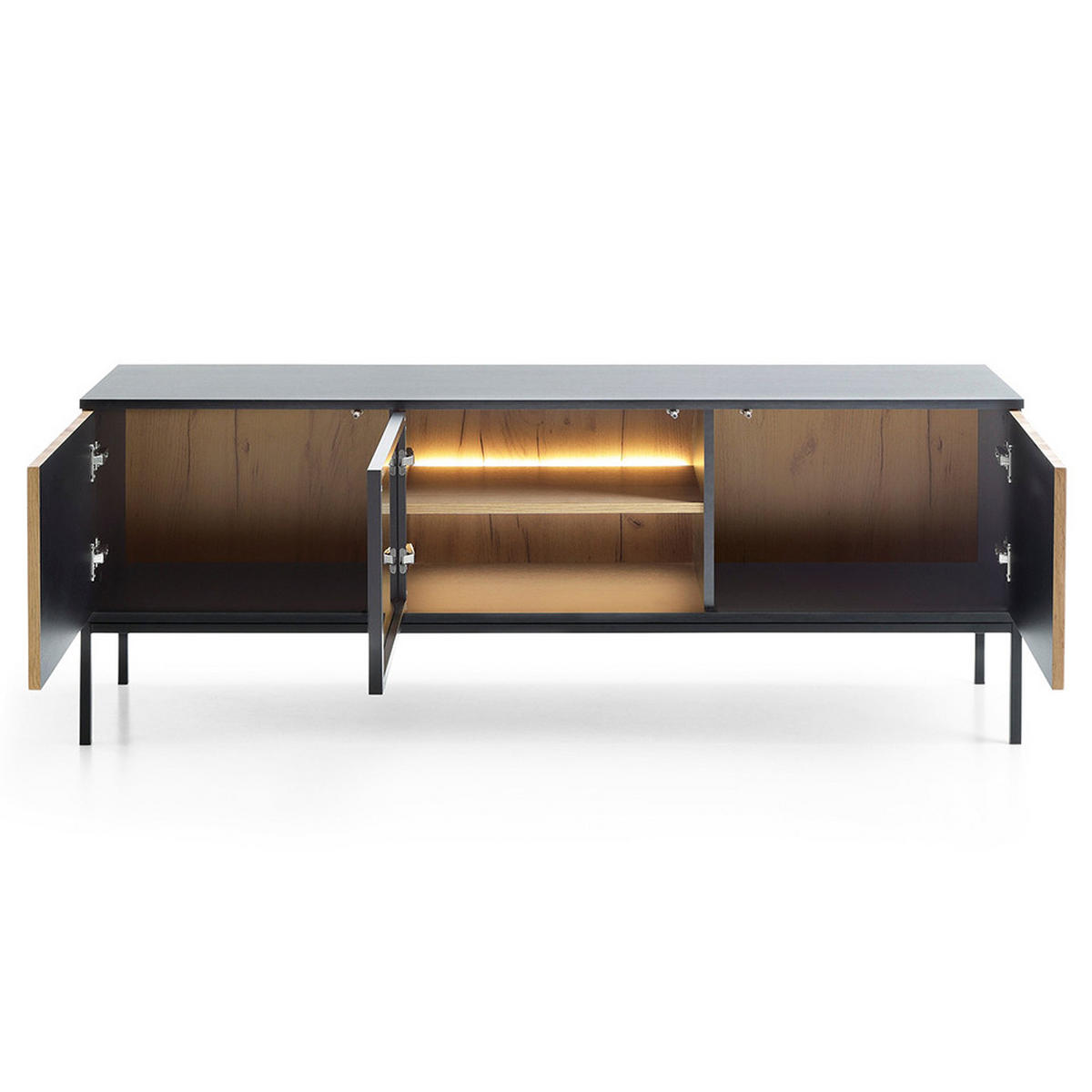 WOHNZIMMER-SET 2-TLG. Sibari-160 - Schwarz, Holzwerkstoff (258/166/39cm) - Lomado