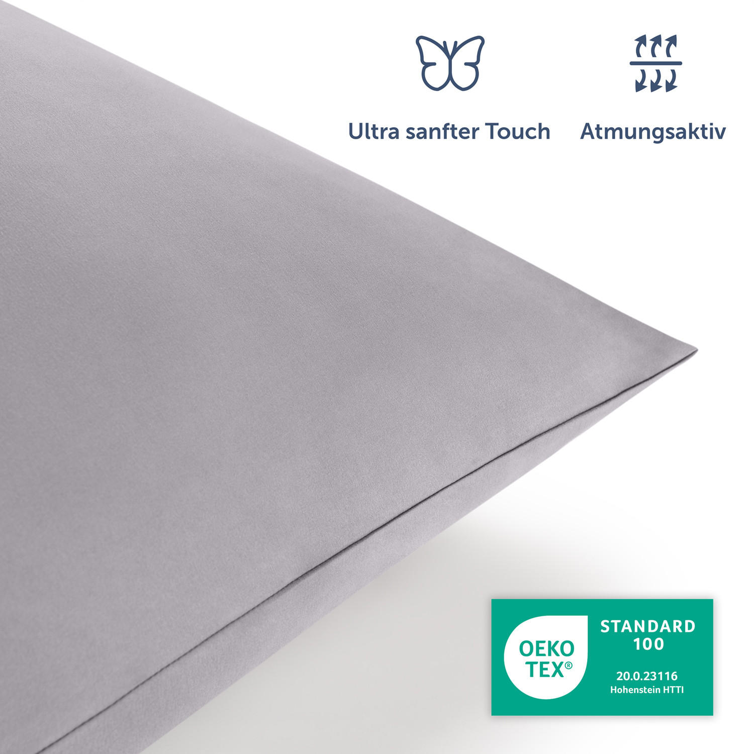 BETTWÄSCHE 2-teilig, 140/200 cm & 40/80 cm, Grau - Grau, Textil (140/200cm) - Blumtal