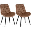 STUHL 2er Set Samt Braun - Schwarz/Braun, Textil/Metall (56/85/63cm) - CLP