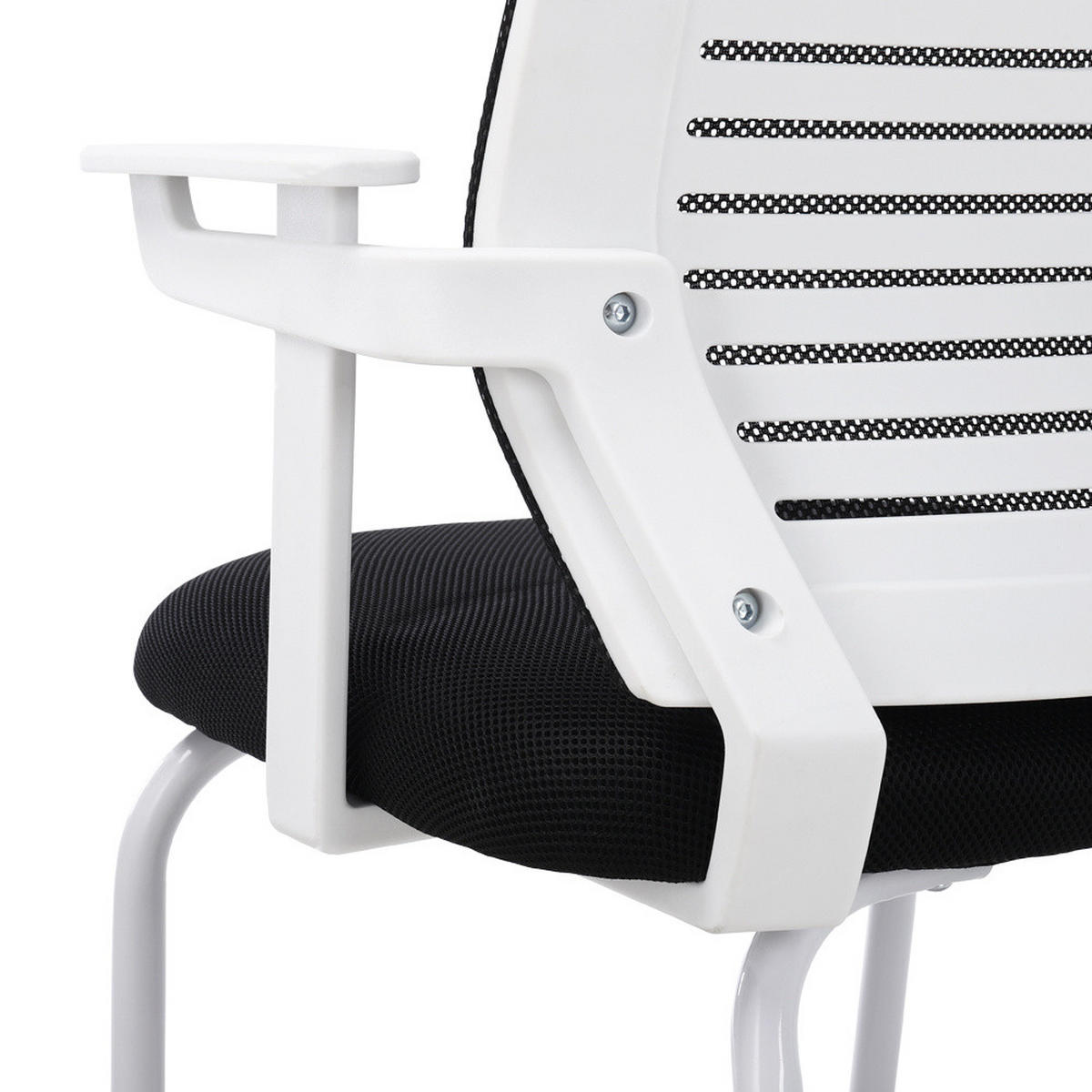 BÜROSTUHL 58/55/93 cm Ergonomisch Metall Schwarz - Schwarz/Weiß, Kunststoff/Textil (58/93/55cm) - Livingandhome