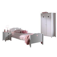 KINDERZIMMER Kamila weiß aus MDF mit Bett, Schrank und Nachtkonsole - Weiß, Holzwerkstoff (194/1/155cm) - 58aufmkessel