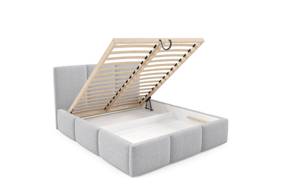 POLSTERBETT mit Stauraum 180x200 cm in Hellgrau - Hellgrau, Metall (180/200cm) - Home Collective