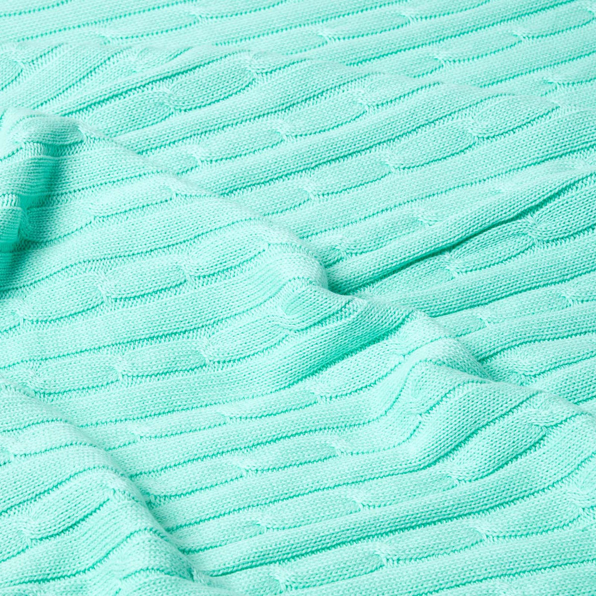 STRICKDECKE 150/200 cm, Baumwolle mit Rautenmuster - Grün, Textil (150/200cm) - Homescapes