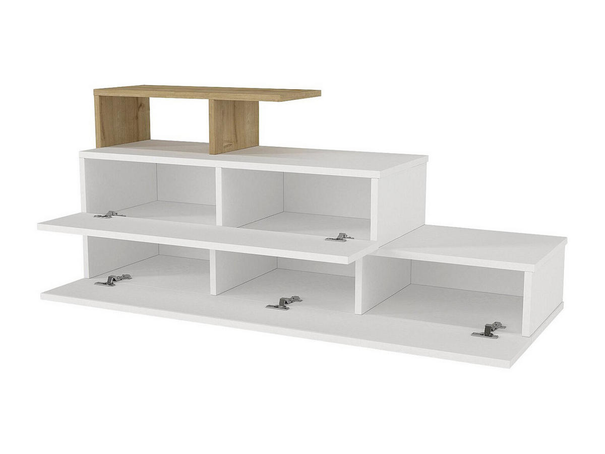 SCHUHSCHRANK - 129.8 cm x 36.8 cm - holz - naturfarben hell, weiß Davista - Weiß, Holz (129.8/55.1/36.8cm) - Vente-Unique