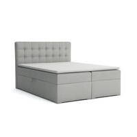 BOXBETT ROSE 140/200 in Velours Hellgrau H4 - Hellgrau, Holz/Holzwerkstoff (140/200cm) - Deine Möbel 24