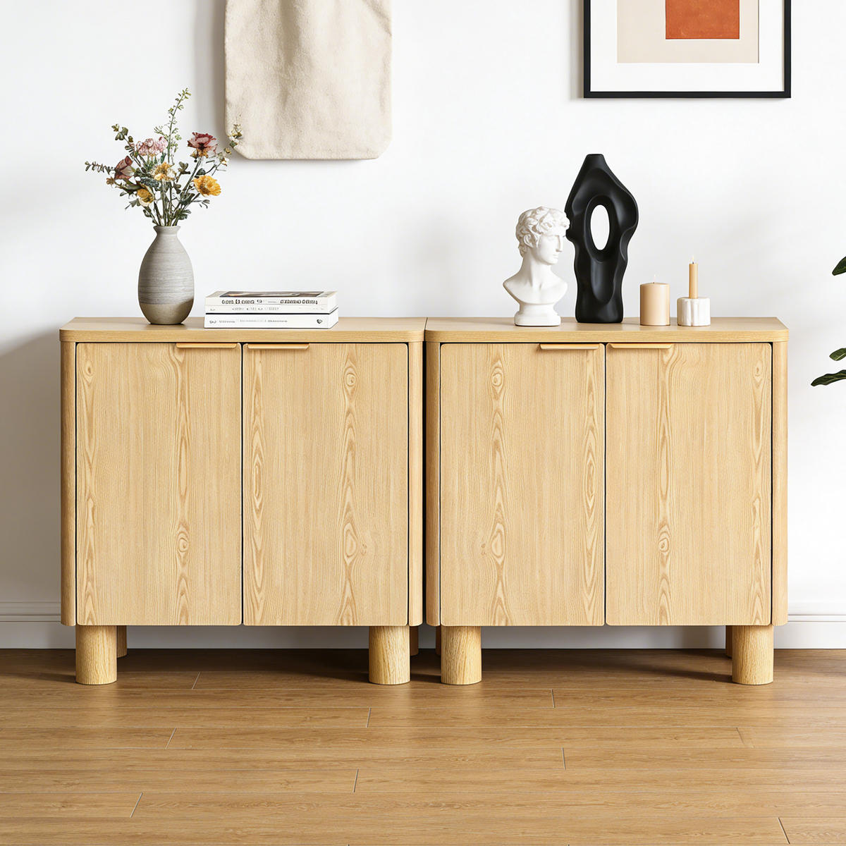 MODERNES Sideboard Wohnzimmer, Kommode mit 2 Türen | B72 x T39,5 x H75 cm - Eichefarben/Braun, Holz (72/75/39.5cm) - Hometopia