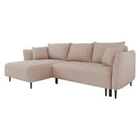 ECKSOFA Bari, Seite: Links - Beige/Schwarz, Holz/Textil (276/158cm) - MIRJAN24