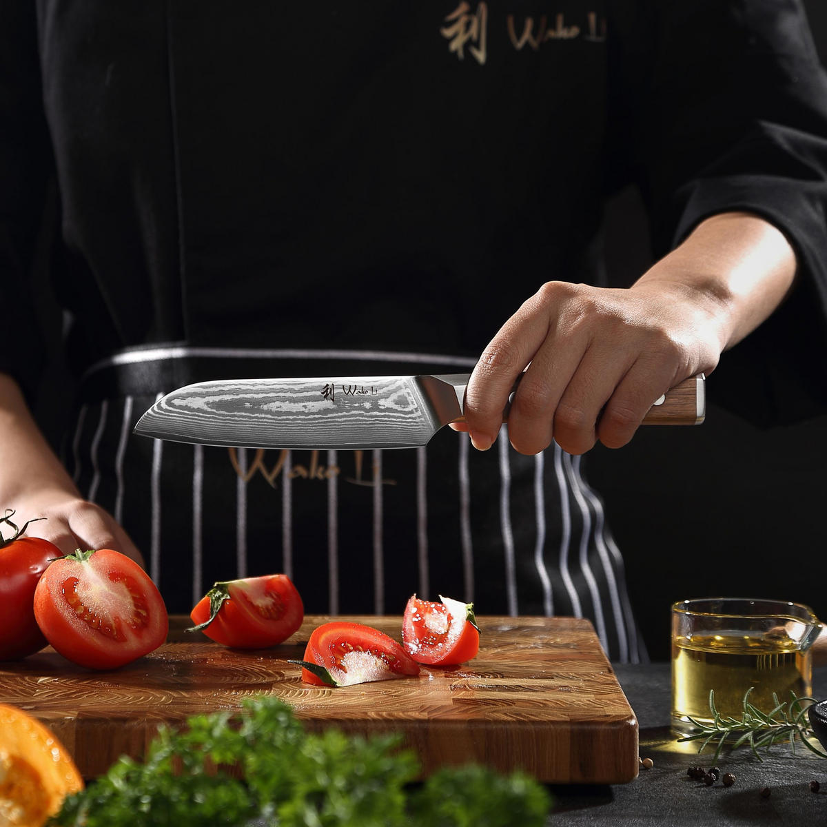 SANTOKUMESSER 12,5 cm - Nussbaumfarben, Holz/Metall (24cm) - Wakoli