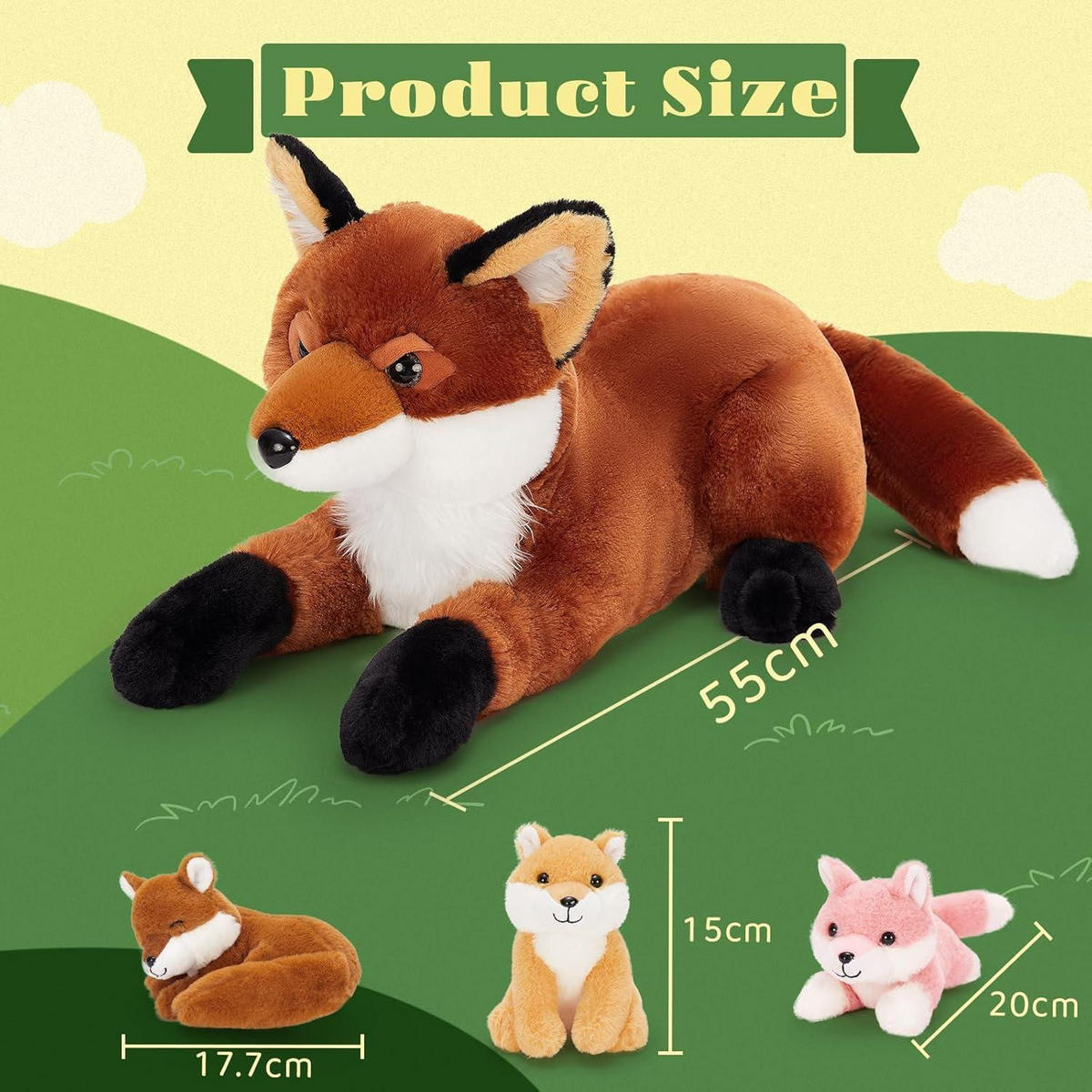 STOFFTIER 4-teiliges Set Fuchs mit Babys 55 cm - Multicolor, Textil (30/55cm)
