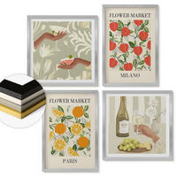 WANDBILDER 4er Set - 50x50 cm & 40x60 cm Silberner Rahmen - Blumenwein Mailand Paris - Silberfarben, Kunststoff (50/50cm) - ArtPrintCave