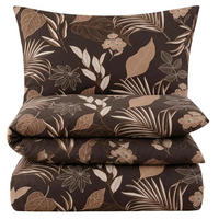 BIBER-BETTWÄSCHE 155x220 - Kuschelig warmer Flanell Bettbezug aus 100% Baumwolle für Herbst & Winter - Blüten und Blätter - Braun, Textil (155/220cm) - Carpe Sonno
