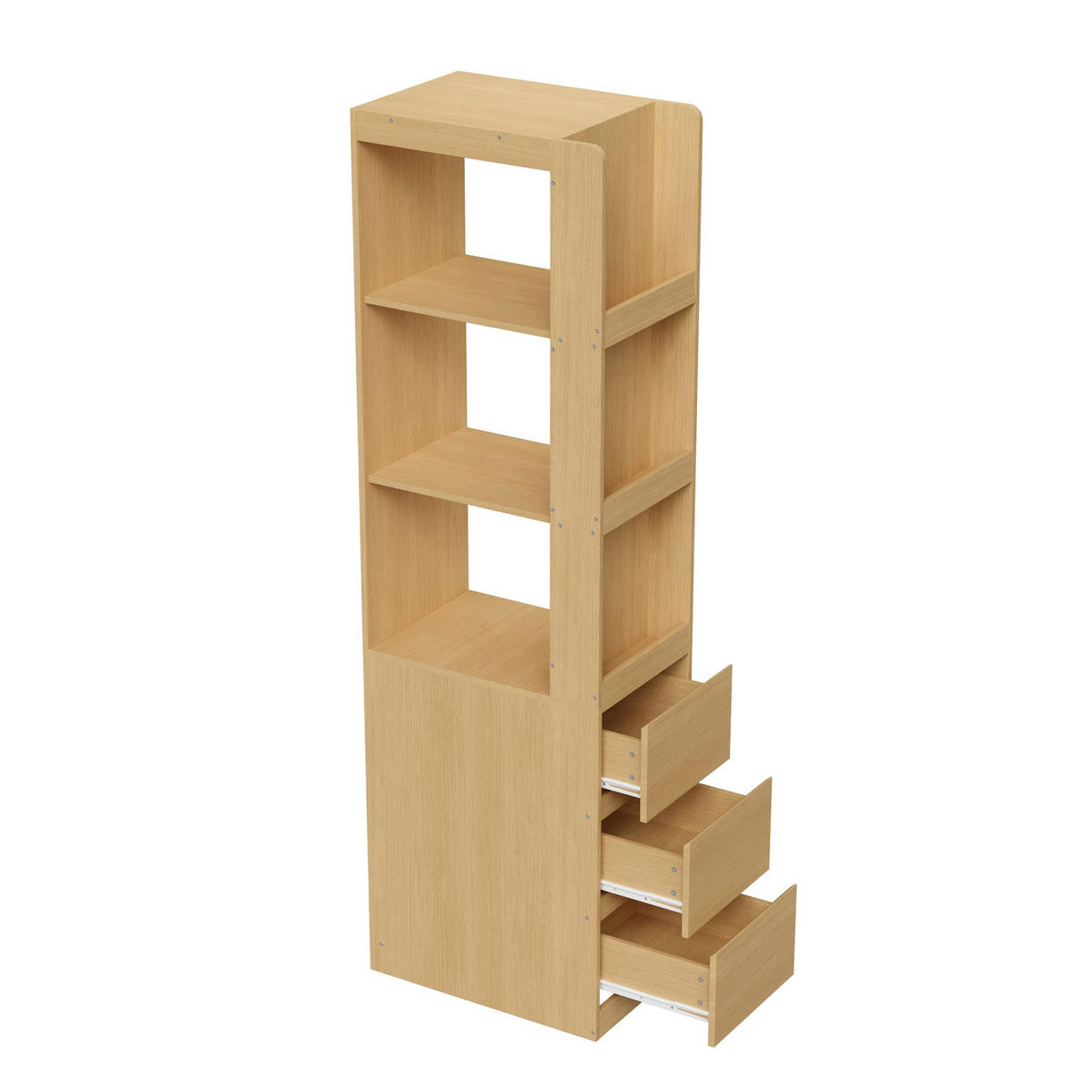 HIGHBOARD 60/40/200 cm in Eiche mit 3 offenen Fächern und 3 Schubladen - Eichefarben, Holzwerkstoff (60/200/40cm) - Flora Grace