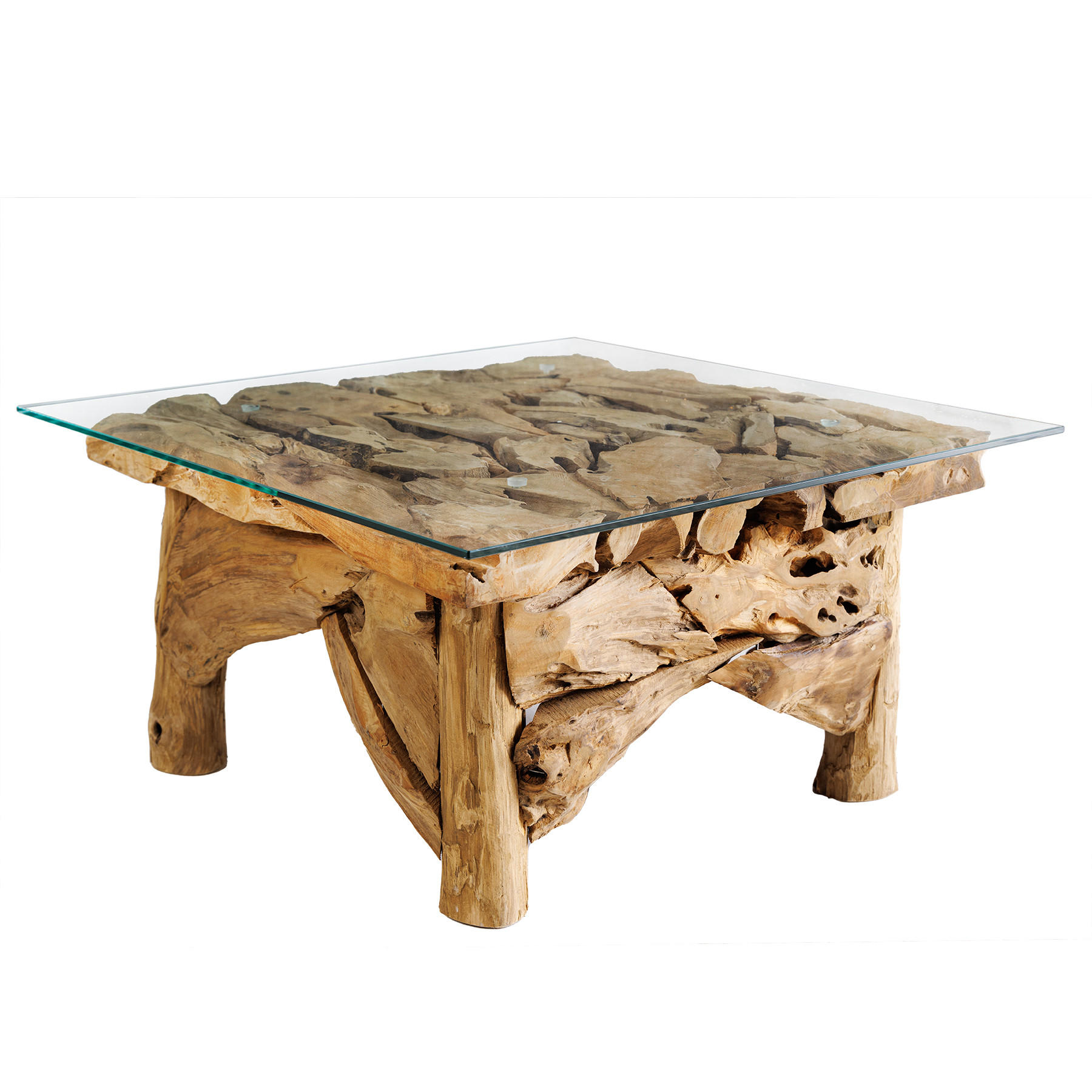 COUCHTISCH RIVERSIDE Teakholz quadratisch Natur 80cm - Goldfarben/Braun, Holz (80/80/41cm) - riess-ambiente