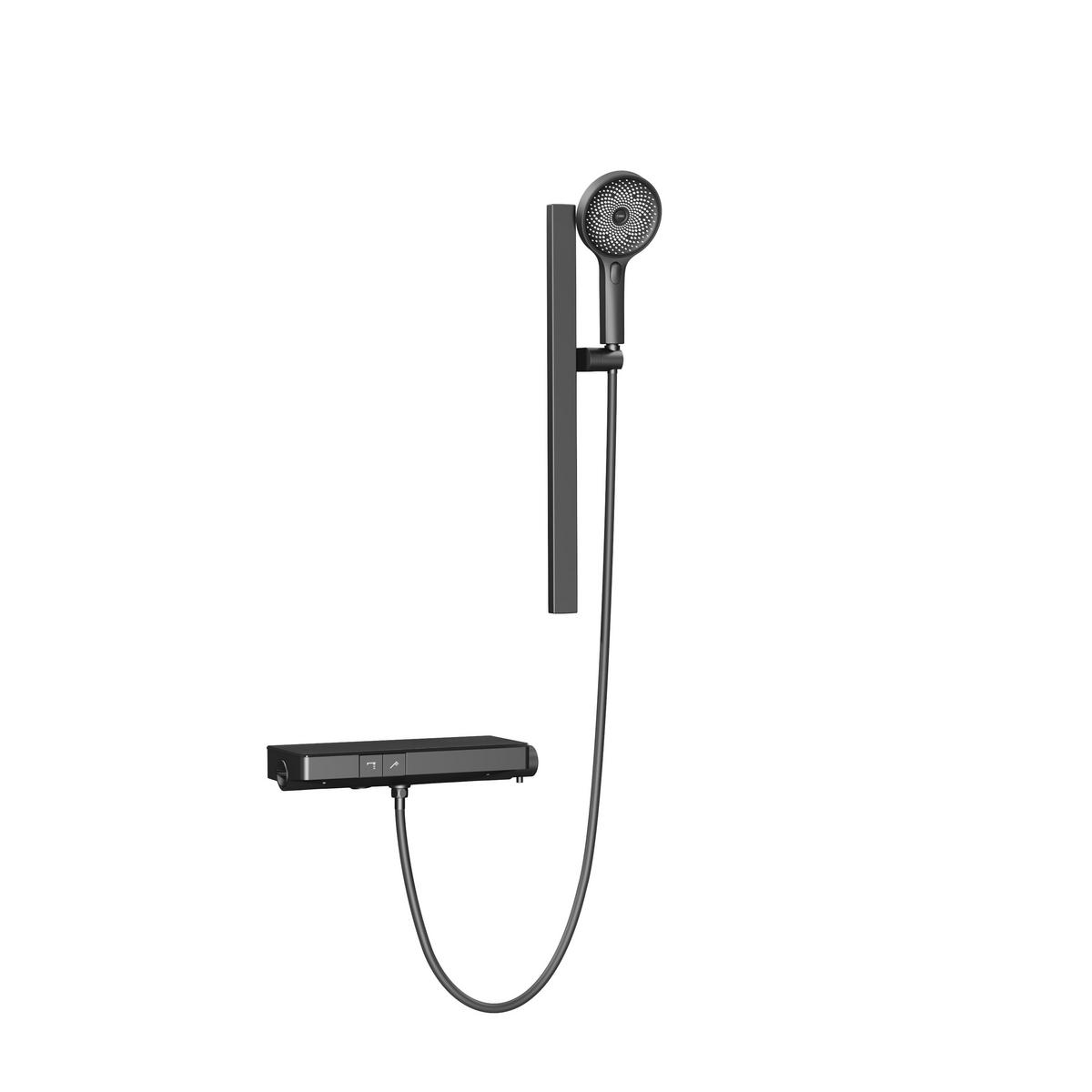 ÜBERKOPFBRAUSESET mit Thermostat Drei Wasserauslassmethoden Anthrazit - Anthrazit, Metall (10.5/66.5/39.5cm) - EMKE