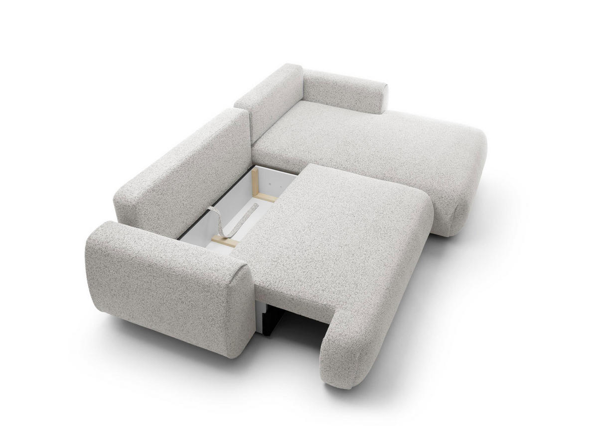 ECKSOFA Morena Hellgrau, mit Schlaffunktion, rechte seite - Hellgrau, Holzwerkstoff/Textil (270/167cm) - Bettso