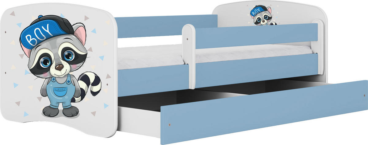 KINDERBETT Emily mit Schublade und Matratze, Blau 80x180 cm - Blau/Blaugrau, Holzwerkstoff (180/80cm) - WFL GROUP