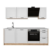 KUCHYNKA R-Line, Biely vidiecky dom/Dub Goldkraft, 220 cm Marmori työtaso - biela/dub medový, kompozitné drevo (220/81.6/60cm) - Vicco
