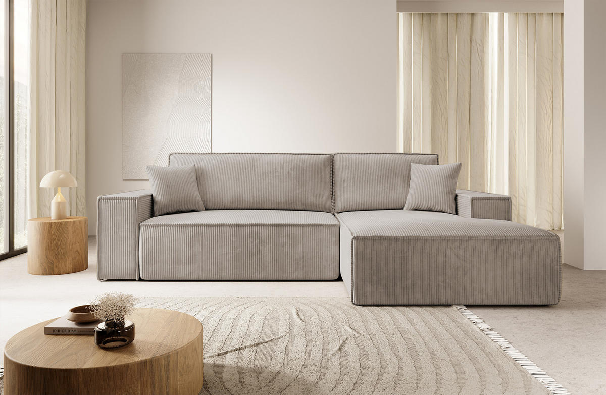 ECKSOFA Farese Beige Cord - Beige, Textil (267/167cm) - Selsey