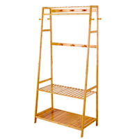 BAMBUS Kleiderständer mit Regal Natur - Gelb, Holzwerkstoff (80/165/43.5cm) - Kaket