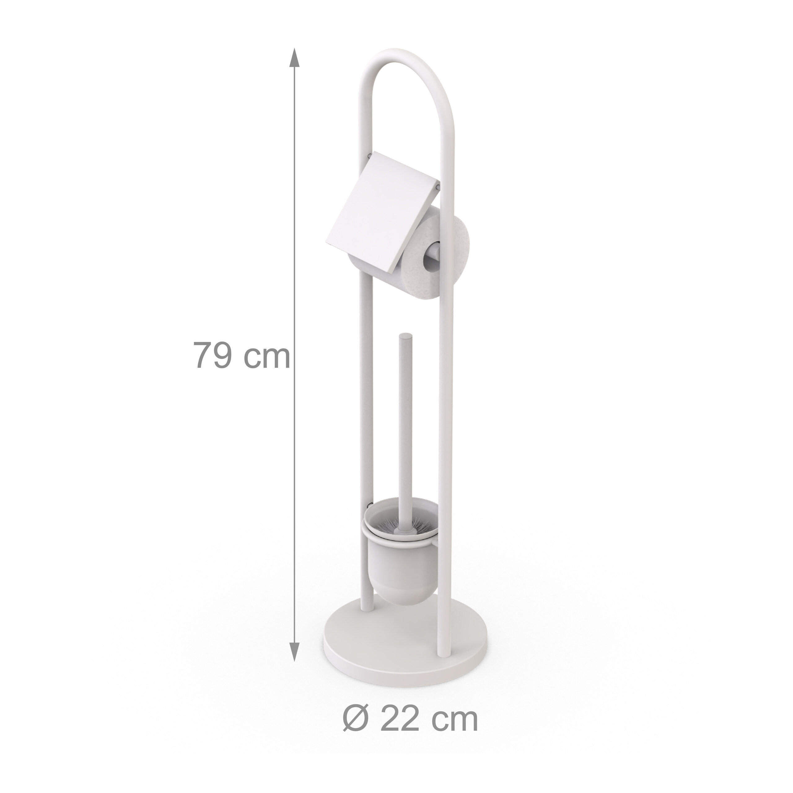 Thumbnail - Relaxdays Wc-Garnitur, Weiß, Kunststoff, Rund, 22x79x22 cm, Badezimmer, WC Ausstattung, WC Bürstengarnituren