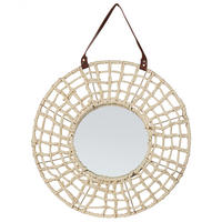 WANDSPIEGEL Papiergeflecht natürlich rund 60 cm Palaci - Beige/Naturfarben, Naturmaterialien (60/60/6cm) - Beliani